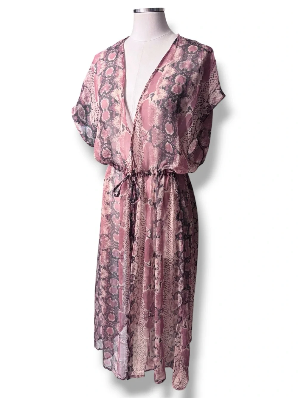 BETSEY JOHNSON Pink Snake Bite Tie Front Duster